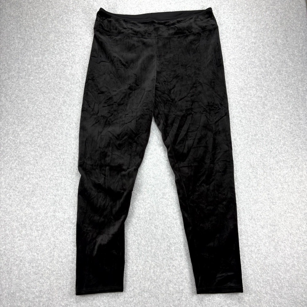 Cuddl Duds Leggings Women XL Black Double Plush Velour Warmth Comfort High Waist